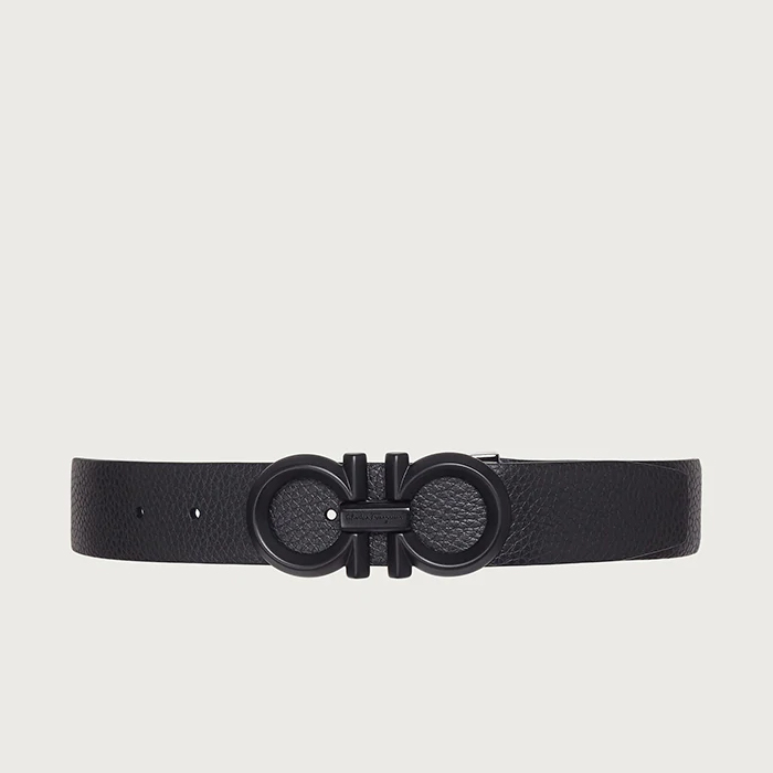 フェラガモ FERRAGAMO メンズダブルガンチーニ両面スーツベルト 67-9939-00 NERO/ASPHALT GRAY