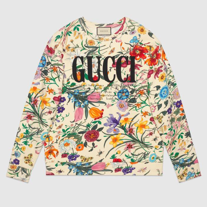 グッチGUCCI レディースTシャツ Crew Neck Flower Patterns Street Style Long Sleeves Cotton 469250 JAR4 9510