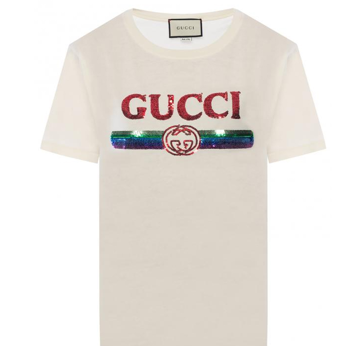 グッチ GUCCI メンズTシャツ  T-SHIRT WITH DECORATIVE LOGO 492347 XJARM 7136