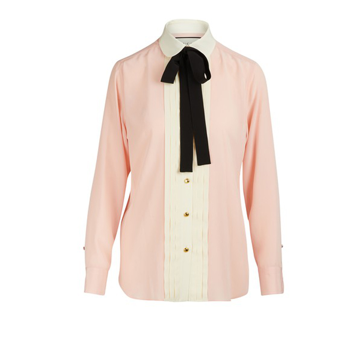 グッチ GUCCI レディースシャツVintage Silk Crepe De Chine Shirt in Pink Multi 544892 AAOG 5358