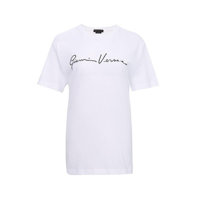 ヴェルサー VERSACE レディースロゴプリントTシャツ A86067 8806 1001  白