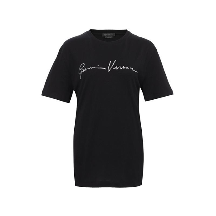 ヴェルサー VERSACE レディースロゴプリントTシャツ A86067 8806 1008  黒