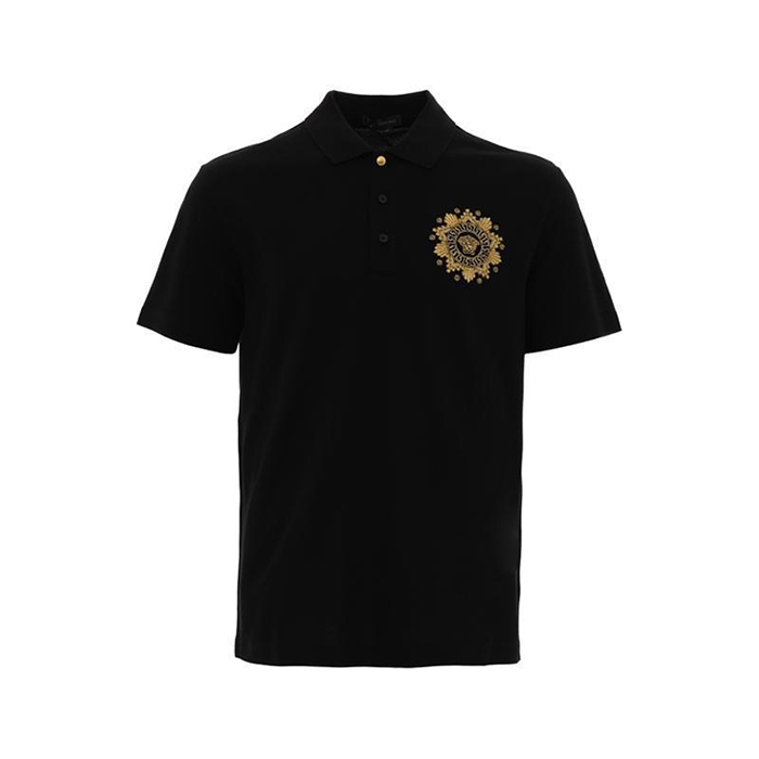 ヴェルサーチ VERSACE メンズ メデューサ刺繍ポロシャツ 黒 A85111 1240 2003