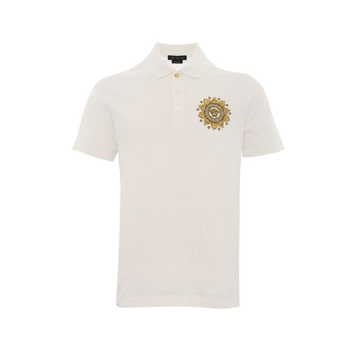 ヴェルサーチ VERSACE メンズ メデューサ刺繍ポロシャツ 白 A85111 1240 2088