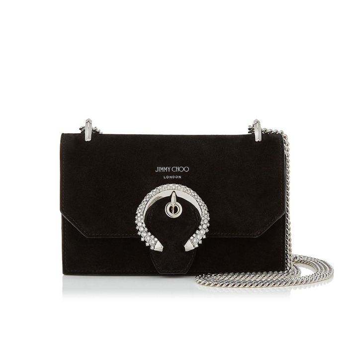 ジミーチュウ JIMMY CHOO レディースクリスタルバックル スエードバッグ PARIS UCB BLK