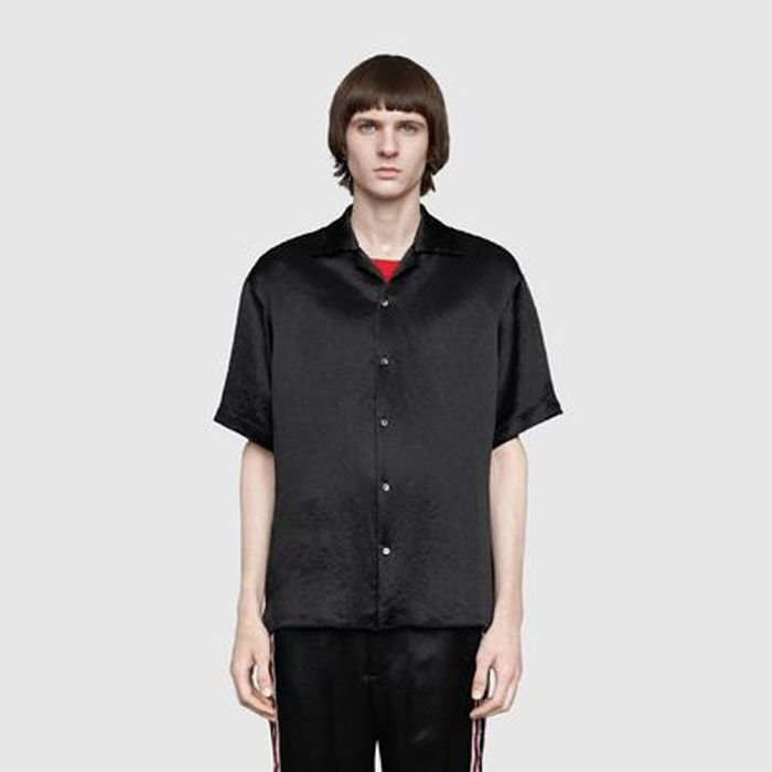 グッチGUCCI メンズシャツSkull Nylon Plain Short Sleeves Shirts 572520 ZABSA 1000