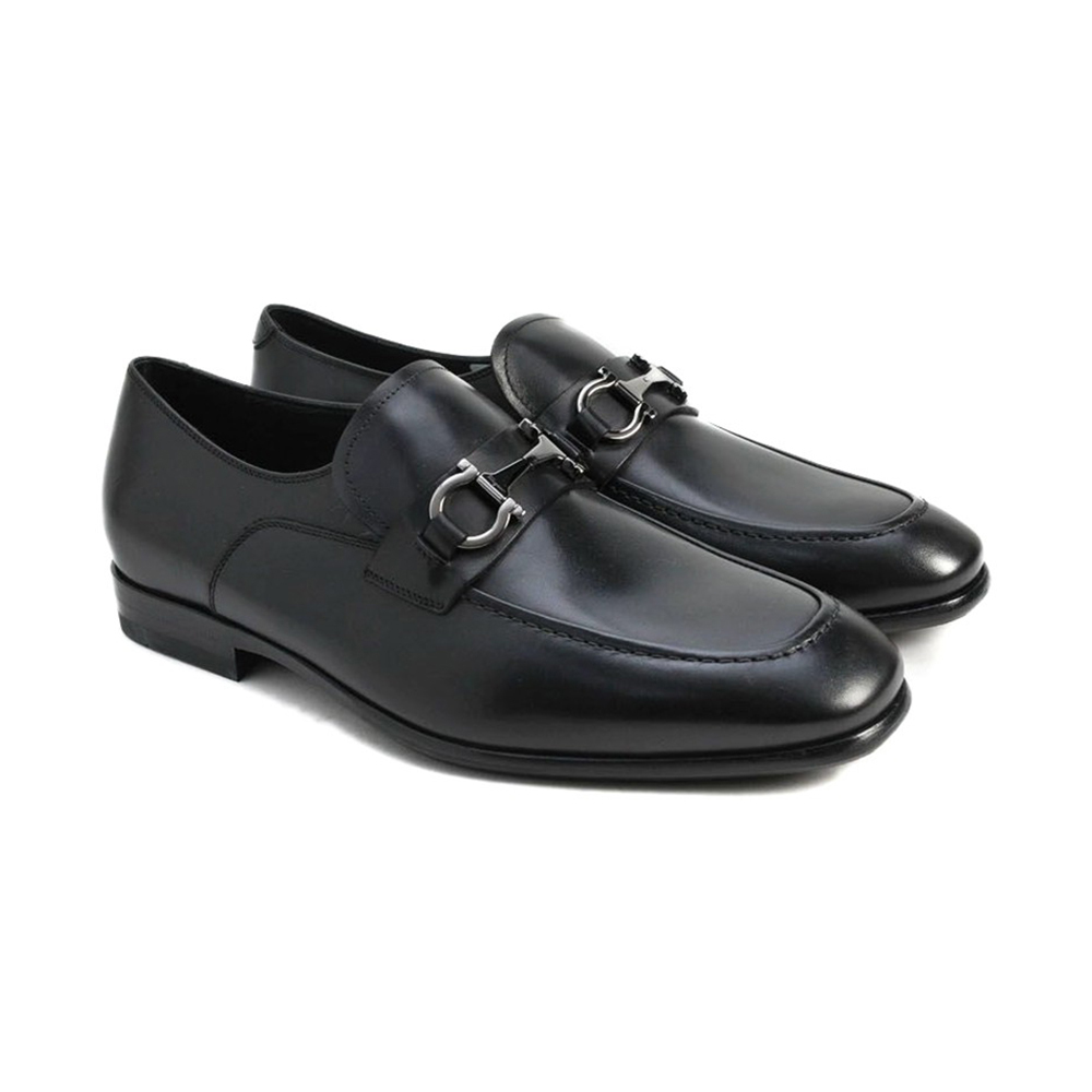 フェラガモ FERRAGAMO メンズ ブラック 牛革 ビジネス カジュアル レザー シューズ  0618471 MALCOM NERO