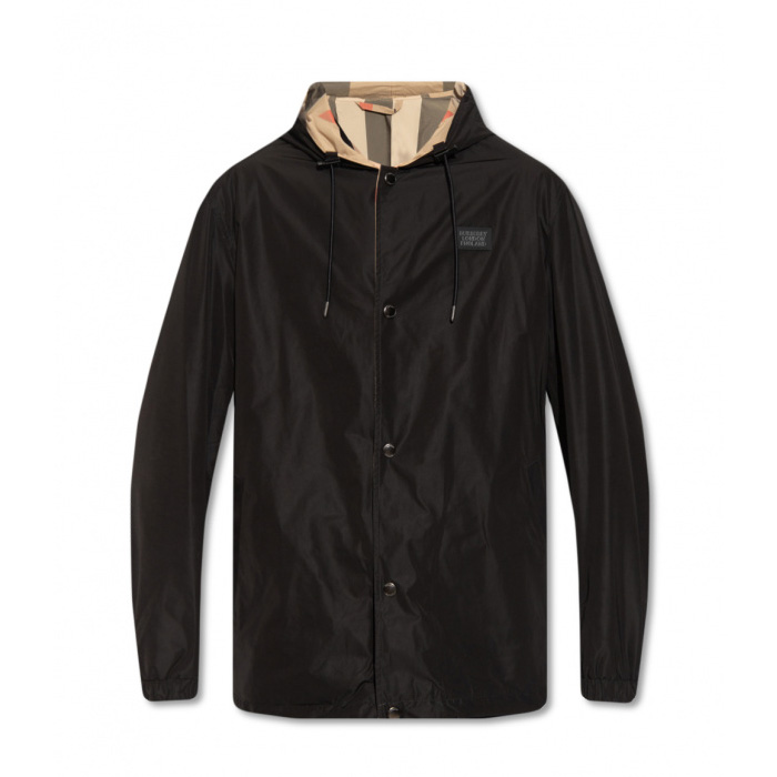 バーバリーBURBERRY メンズ リバーシブル チェック フーデッド フード付き ラバーロゴパッチ ジャケット 8043403 A1189 BLACK
