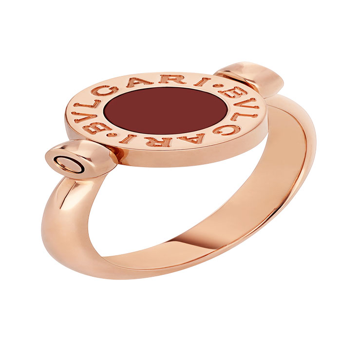 ブルガリ BVLGARI レディースリング 18 kt rose gold flip ring set with mother-of-pearl and carnelian elements AN858197 MSZXNZ