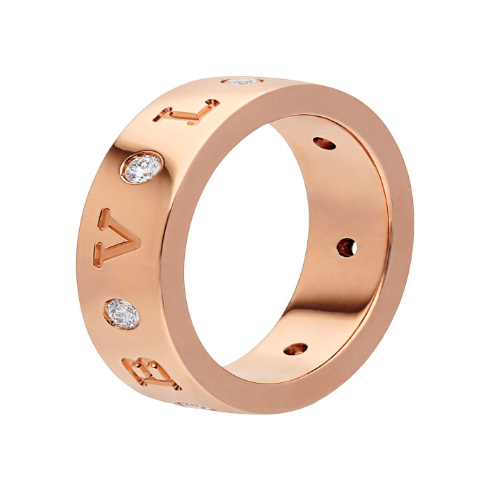 ブルガリ BVLGARI レディースリング 18 kt rose gold band ring set with seven diamonds (0.20 ct) AN858005 MFNW8R