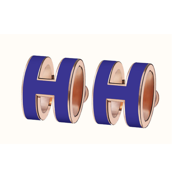 エルメス HERMES EARRING レディースイヤリング H608001FO ROSE GOLD Bleu Imp?rial