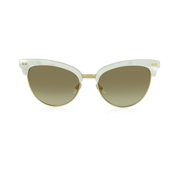 グッチ GUCCI SUNGLASS レディースサングラス GG4283 S U29JD White Acetate & Gold Metal
