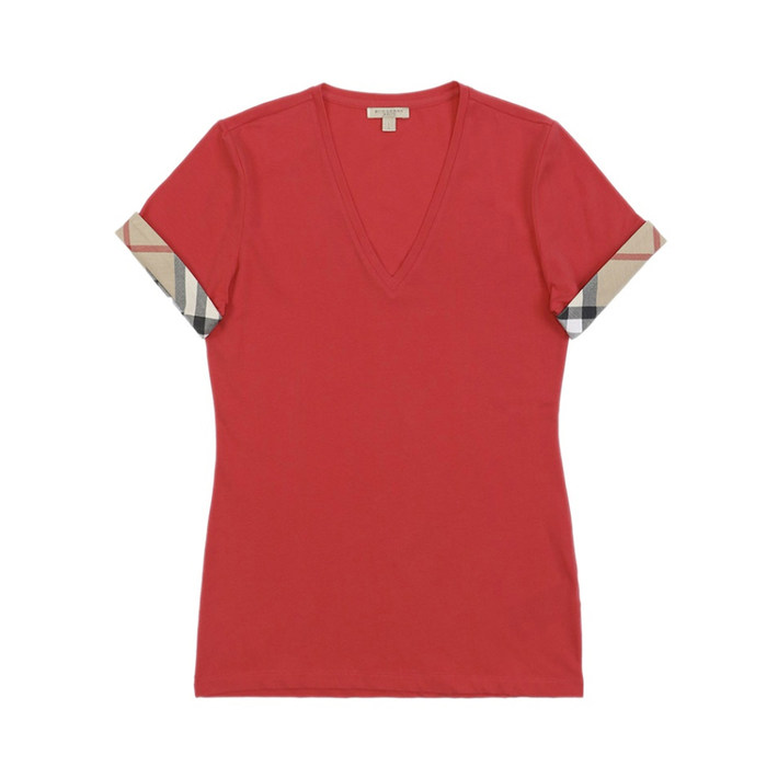 バーバリーBURBERRY レディース 半袖トレッドVネック半袖Tシャツ 3965149 67050 PO-PINK